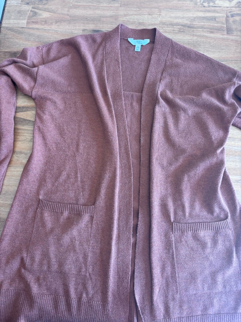 Time and Tru Women's Open-Front Cardigan in Dusty Mauve